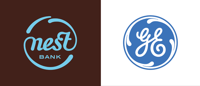 Porównanie logo Nest Banku i GE