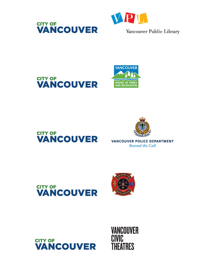 Logo Vancouver w zestawieniu z innymi znakami