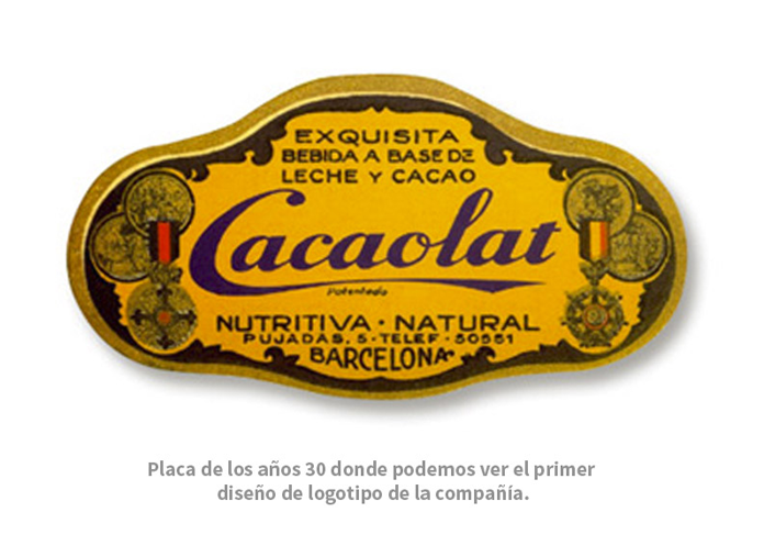 Etykieta z pierwszym logo Cacaolat