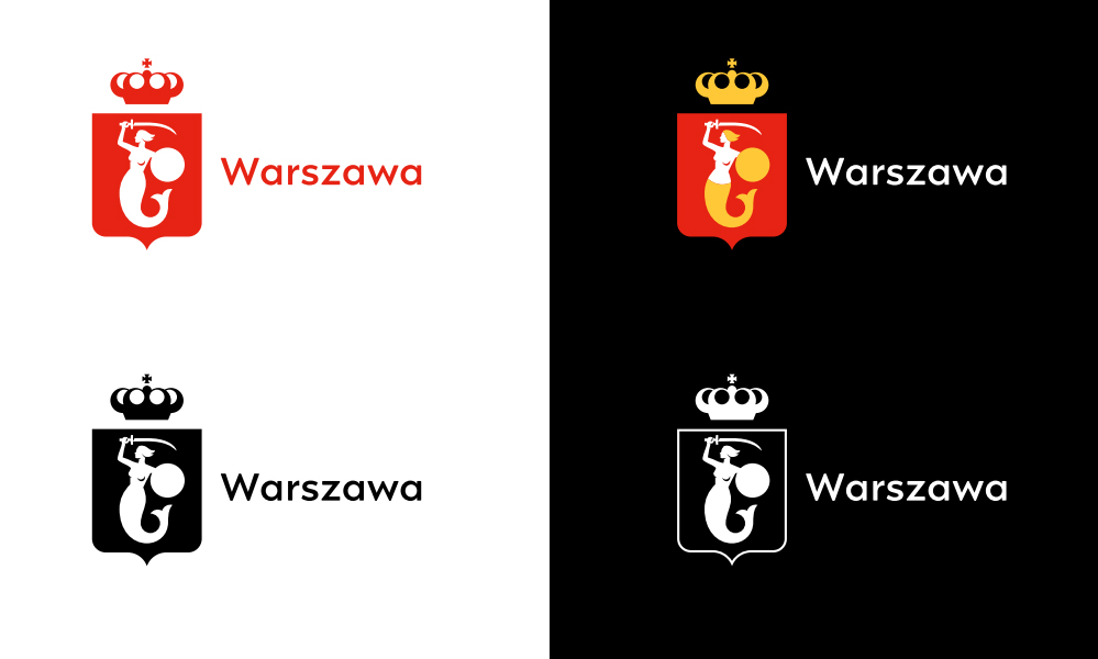 Wersje kolorystyczne nowego logo Warszawy