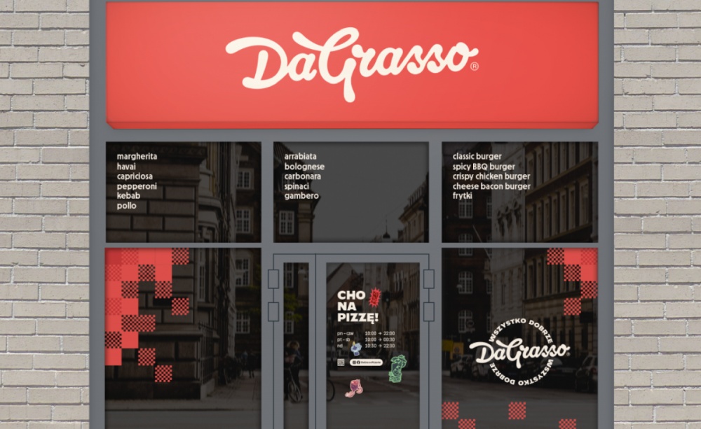 Nowe logo Da Grasso 2024 - szyld pizzerii